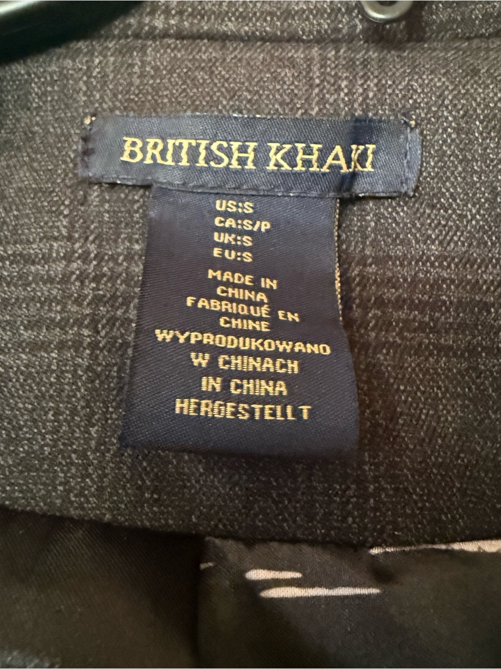 British Khaki Women's Dark Charcoal Plaid Blazer - Picture 5 of 5